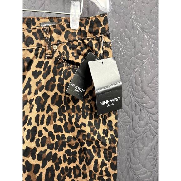 Nine West Jeans High Rise Cigarette Skinny Animal Print Denim Jeans SZ 10:NWT - Picture 4 of 8